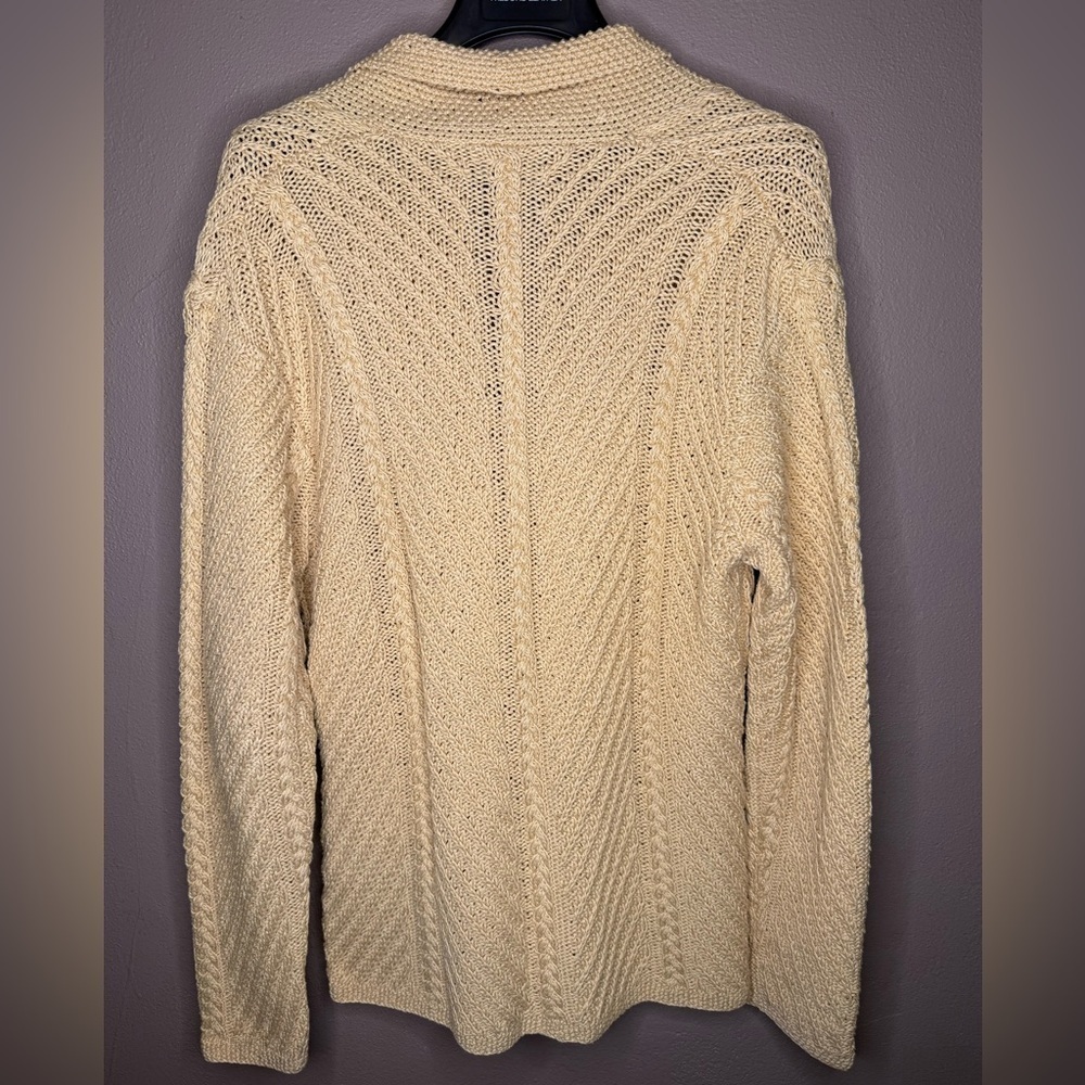 Rare Vtg Ralph Lauren Exclusive Hand Knit Soft Yellow Sweater Cardigan Size Lrg - Picture 9 of 11
